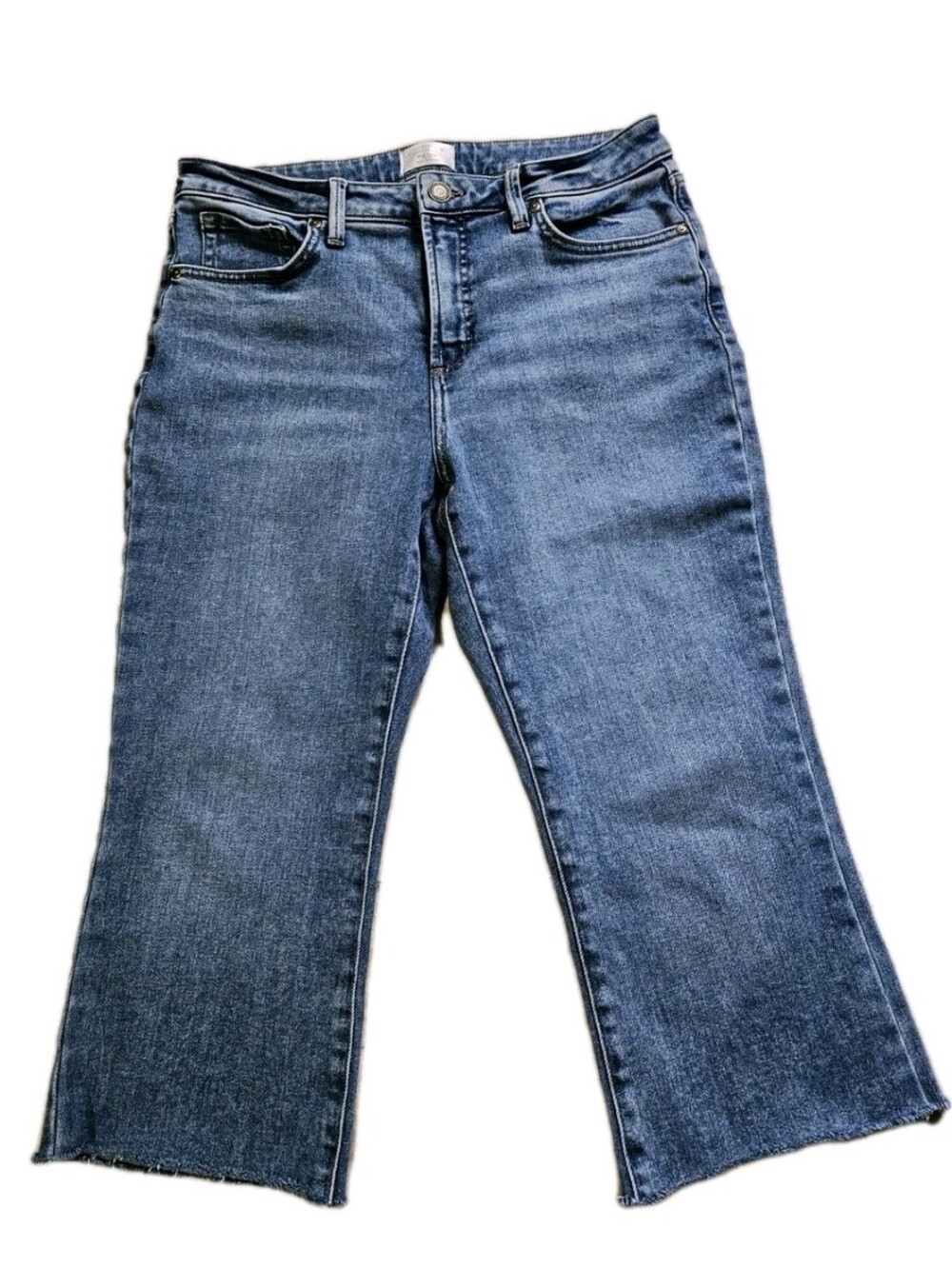 Lauren Conrad Women's Highrise Kick Flare Raw Hemmed Cropped Jeans Size 10 New
